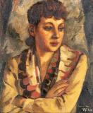 Portrait de femme avec foulard coloré