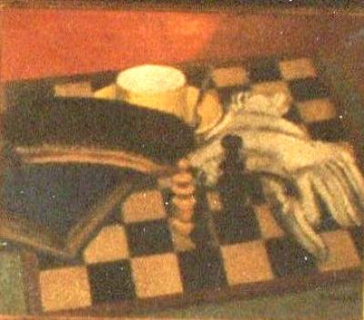 Still Life with Chessboard and Gloves