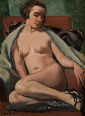 Nude with Green Scarf