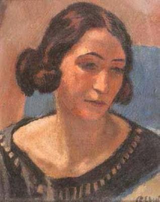 Portrait de dame dans une chaise bleue I