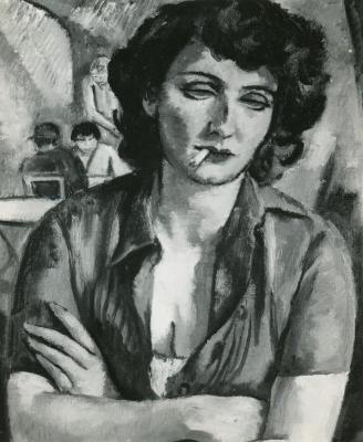 Dame mit Zigarette in Bar II