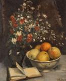 Nature morte au livre et au bouquet