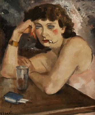 Lehnende Raucherin II