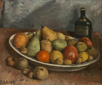 Nature morte aux fruits et  la bouteille