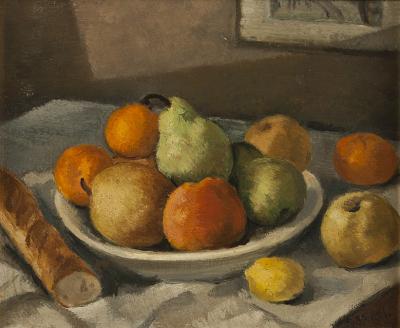 Nature morte aux fruits et  la baguette