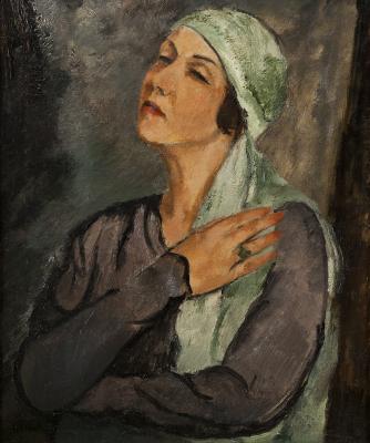 Portr�t Maria Ricotti mit gr�nem Schal